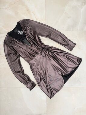 GREYLIN Metallic Wrap Dress